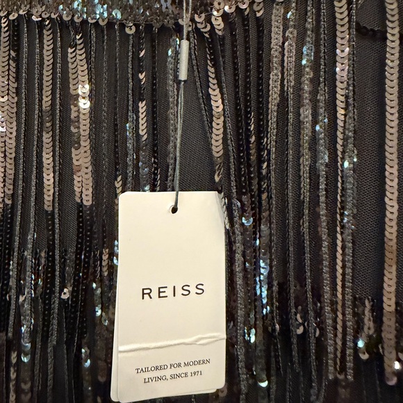 REISS‎ Josephine Sequin Fringe Dress In Black - Picture 4 of 6